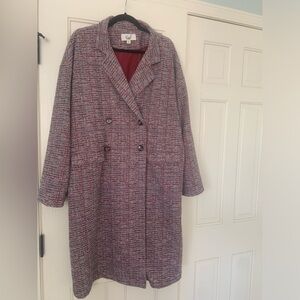 Easel Burgundy and Gray Tweed Coat